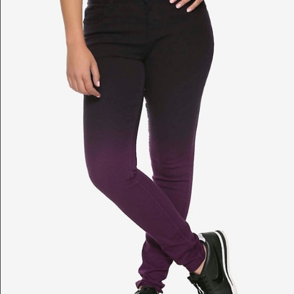 HT DENIM PURPLE OMBRE LOW-RISE SKINNY JEANS
